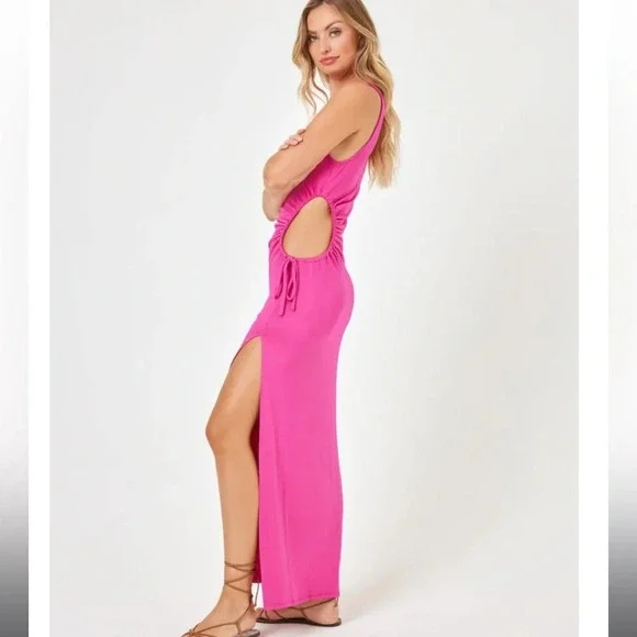 NWT L*SPACE- Tiana Dress Bougainvillea pink size medium - Picture 3 of 3